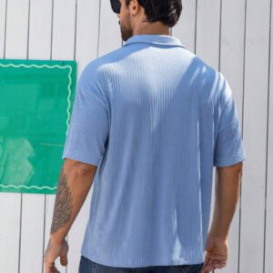 DAZY Chemise polo décontractée à manches courtes de couleur unie pour hommes, idéale pour les déplacements, été