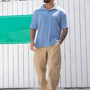 DAZY Chemise polo décontractée à manches courtes de couleur unie pour hommes, idéale pour les déplacements, été