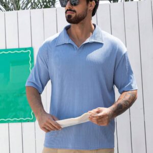 DAZY Chemise polo décontractée à manches courtes de couleur unie pour hommes, idéale pour les déplacements, été