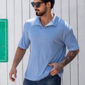 DAZY Chemise polo décontractée à manches courtes de couleur unie pour hommes, idéale pour les déplacements, été