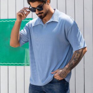 DAZY Chemise polo décontractée à manches courtes de couleur unie pour hommes, idéale pour les déplacements, été