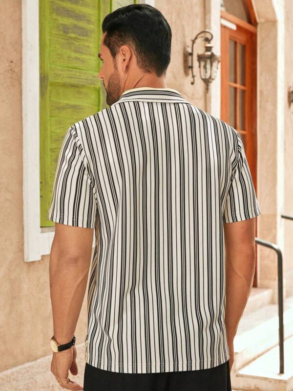HIMLAND Polo à manches courtes tricoté rayé casual pour hommes – Image 3