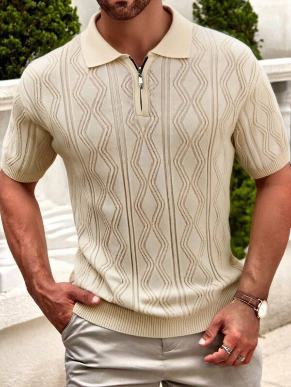 RueChic Chemise polo unie à la mode d'été pour hommes – Image 2