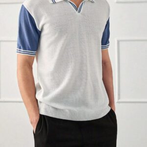 RueChic Chemise polo à manches courtes regular avec bloc de couleurs pour hommes