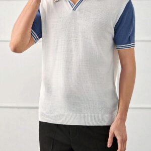 RueChic Chemise polo à manches courtes regular avec bloc de couleurs pour hommes