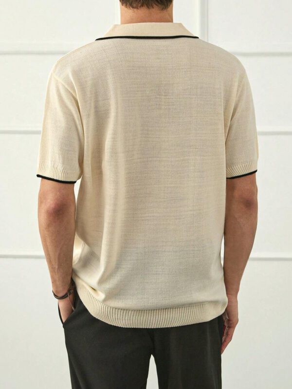 RueChic Polo en tricot uni décontracté pour homme – Image 3