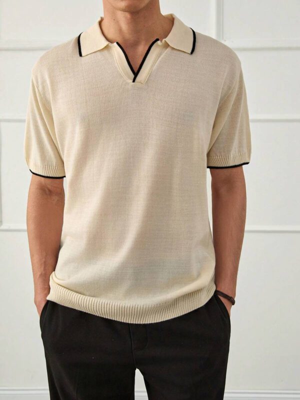 RueChic Polo en tricot uni décontracté pour homme – Image 4