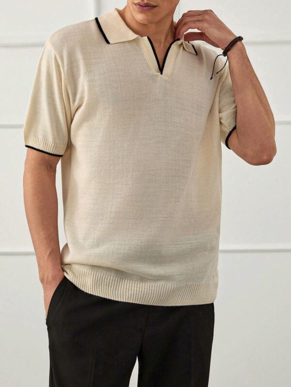 RueChic Polo en tricot uni décontracté pour homme – Image 5