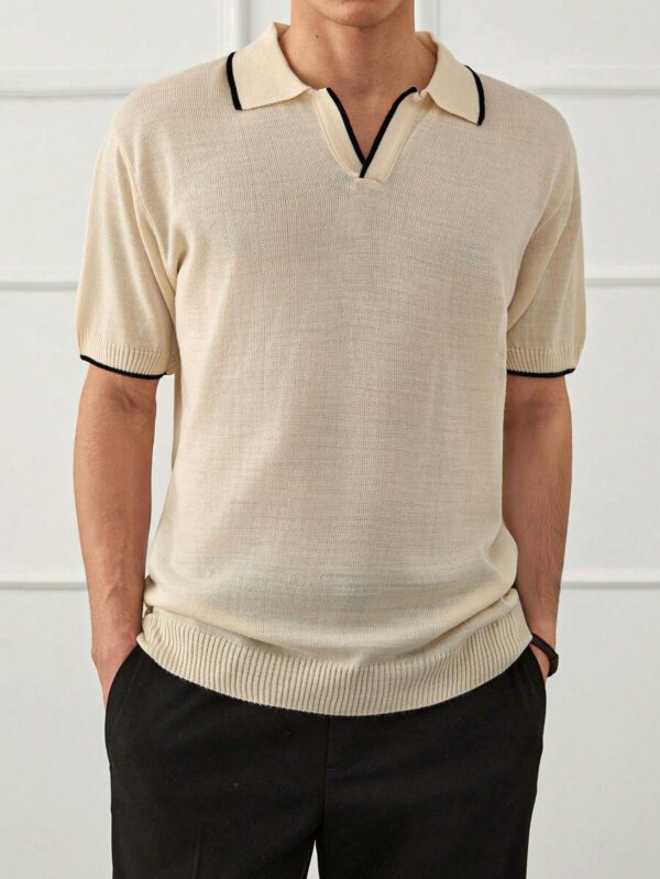 RueChic Polo en tricot uni décontracté pour homme – Image 6