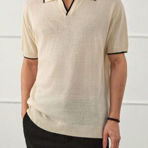 RueChic Polo en tricot uni décontracté pour homme