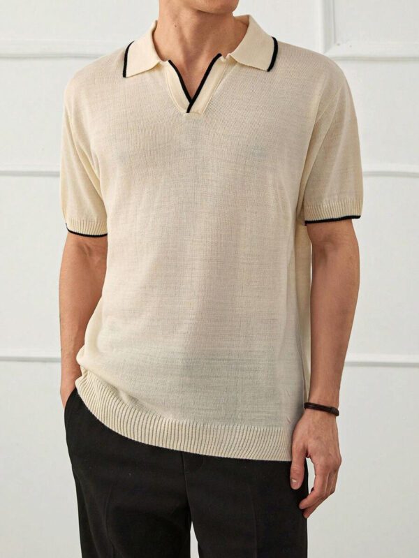 RueChic Polo en tricot uni décontracté pour homme – Image 7