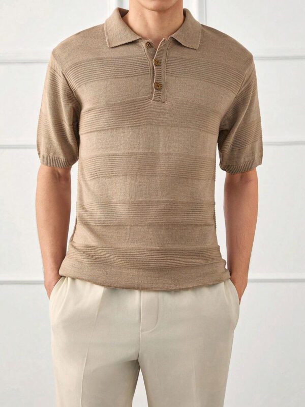 RueChic Chemise polo homme à détail tricoté spécial régulier – Image 2
