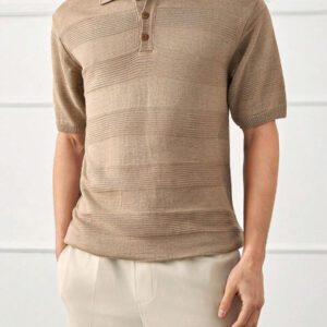 RueChic Chemise polo homme à détail tricoté spécial régulier