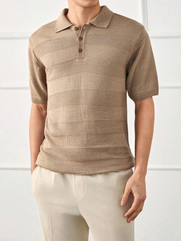RueChic Chemise polo homme à détail tricoté spécial régulier – Image 5