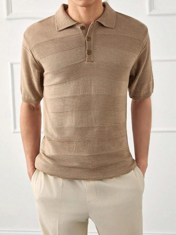 RueChic Chemise polo homme à détail tricoté spécial régulier – Image 6