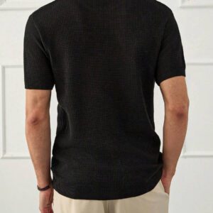 RueChic Polo à demi-zip standard à texture unie pour hommes