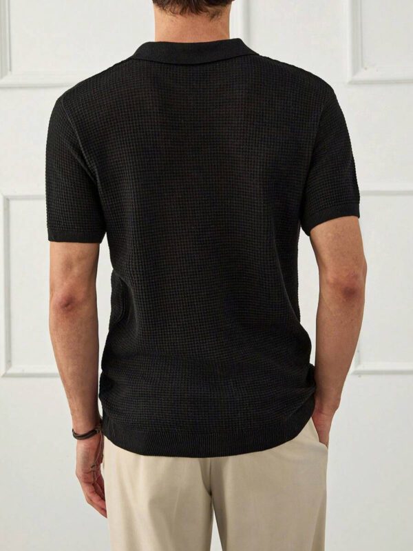 RueChic Polo à demi-zip standard à texture unie pour hommes – Image 3