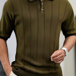 RueChic Chemise polo en tricot regular boutonné décontracté pour homme