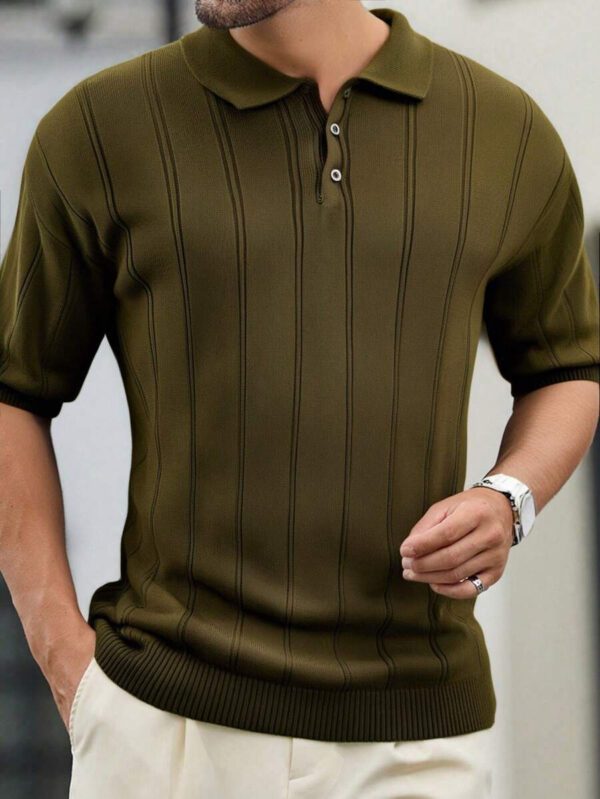 RueChic Chemise polo en tricot regular boutonné décontracté pour homme – Image 2