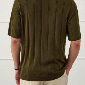 RueChic Chemise polo en tricot regular boutonné décontracté pour homme