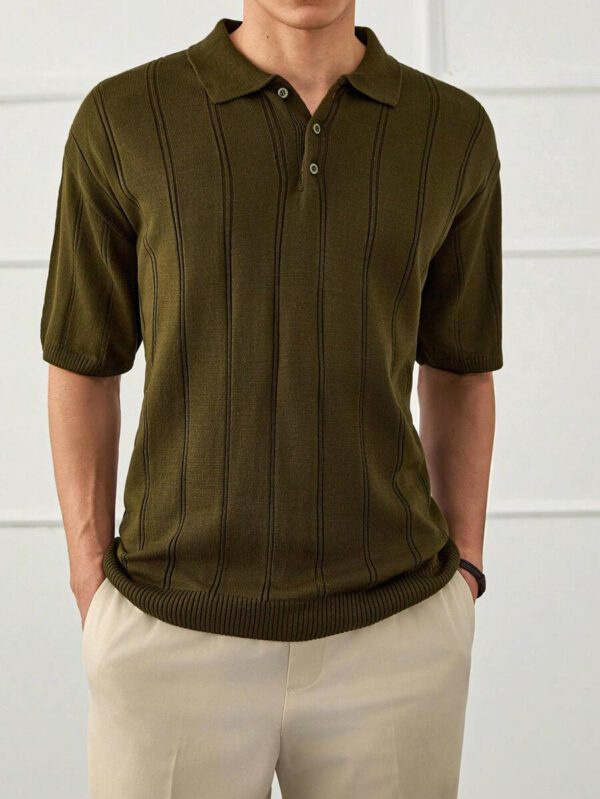 RueChic Chemise polo en tricot regular boutonné décontracté pour homme – Image 6