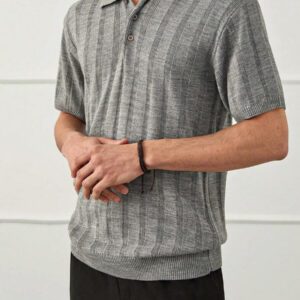 RueChic Chemise polo en maille côtelée régulière, style casual business pour hommes