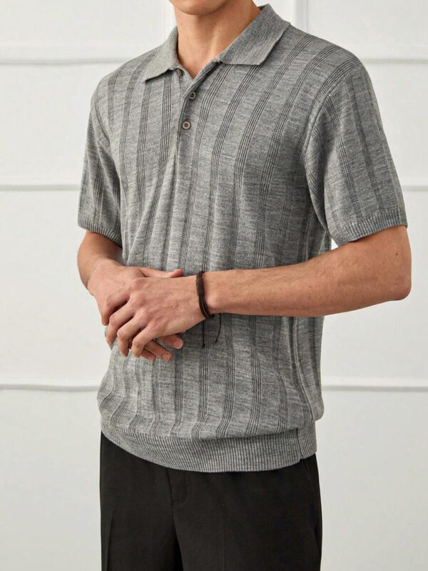 RueChic Chemise polo en maille côtelée régulière, style casual business pour hommes – Image 2