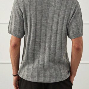 RueChic Chemise polo en maille côtelée régulière, style casual business pour hommes