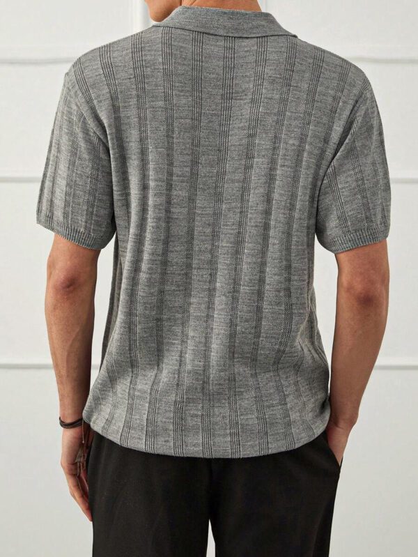 RueChic Chemise polo en maille côtelée régulière, style casual business pour hommes – Image 3