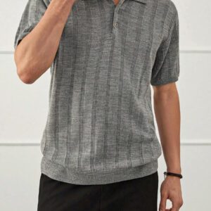 RueChic Chemise polo en maille côtelée régulière, style casual business pour hommes
