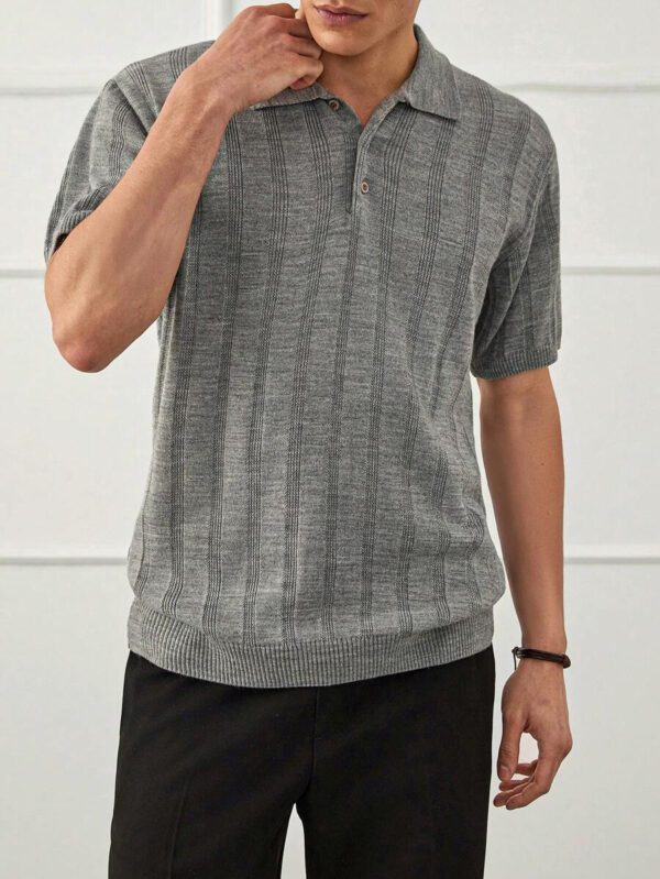 RueChic Chemise polo en maille côtelée régulière, style casual business pour hommes – Image 4