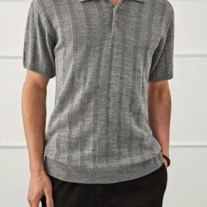 RueChic Chemise polo en maille côtelée régulière, style casual business pour hommes