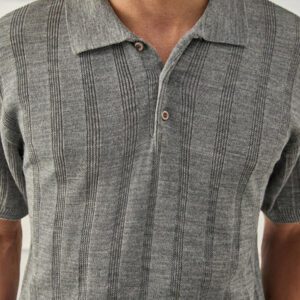 RueChic Chemise polo en maille côtelée régulière, style casual business pour hommes