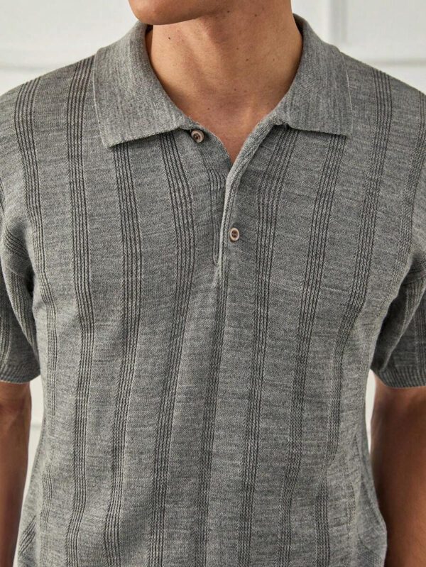 RueChic Chemise polo en maille côtelée régulière, style casual business pour hommes – Image 6