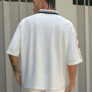 AXEPEAK Polo à manches courtes, décontracté, streetwear, imprimé graphique de baseball/football, coupe courte pour hommes