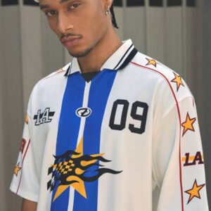 AXEPEAK Polo à manches courtes, décontracté, streetwear, imprimé graphique de baseball/football, coupe courte pour hommes