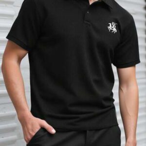 Manfinity Homme Chemise polo décontractée coupe slim pour homme avec petit imprimé