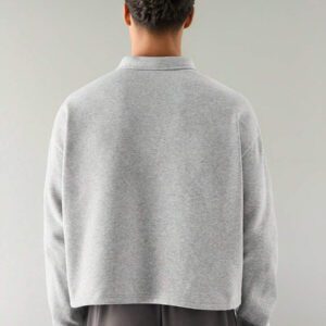 SWAVVY Polo à manches longues en tricot casual pour hommes, col demi-boutonné ample, mode porte quotidienne