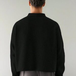 SWAVVY Polo à manches longues en tricot casual pour hommes, col demi-boutonné ample, mode porte quotidienne