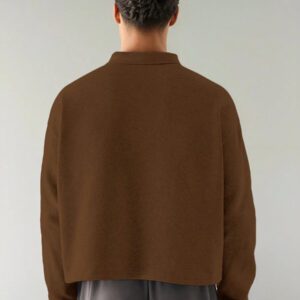 SWAVVY Polo à manches longues en tricot casual pour hommes, col demi-boutonné ample, mode porte quotidienne