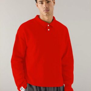 SWAVVY Polo à manches longues en tricot casual pour hommes, col demi-boutonné ample, mode porte quotidienne