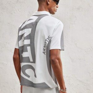 AKNOTIC Party Polo tricoté ajusté pour hommes avec col rabattu, style casual adapté pour l'été