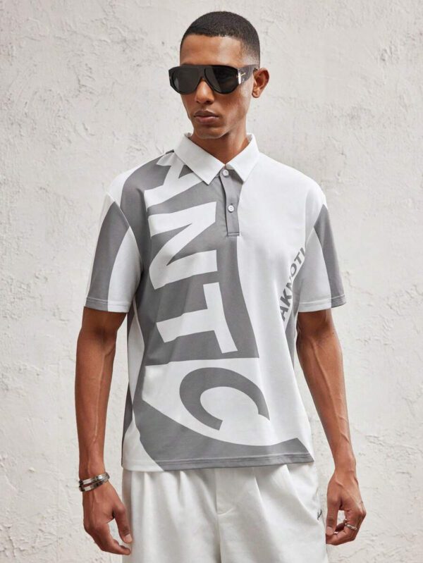 AKNOTIC Party Polo tricoté ajusté pour hommes avec col rabattu, style casual adapté pour l'été – Image 4
