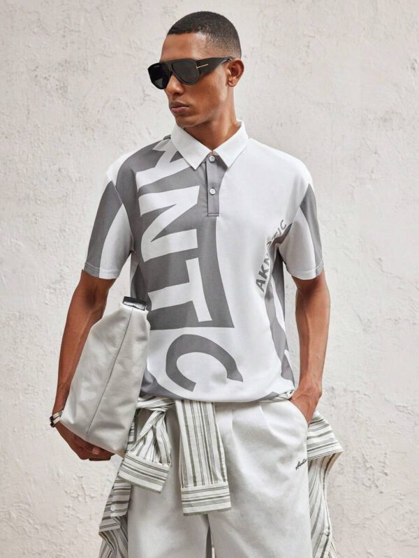 AKNOTIC Party Polo tricoté ajusté pour hommes avec col rabattu, style casual adapté pour l'été – Image 5
