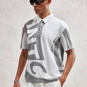 AKNOTIC Party Polo tricoté ajusté pour hommes avec col rabattu, style casual adapté pour l'été