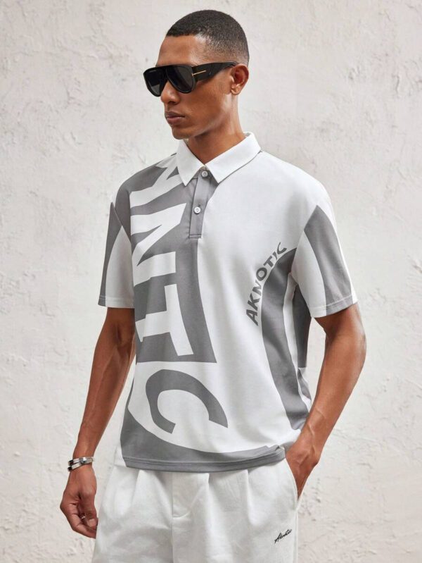 AKNOTIC Party Polo tricoté ajusté pour hommes avec col rabattu, style casual adapté pour l'été – Image 7