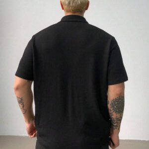 DAZY Chemise polo à col unicolore de couleur foncée pour hommes, été