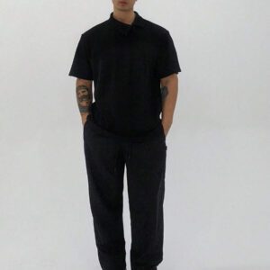 DAZY Chemise polo à col unicolore de couleur foncée pour hommes, été