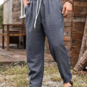 Manfinity Homme Pantalon décontracté pour hommes avec cordon de serrage et poches, couleur unie