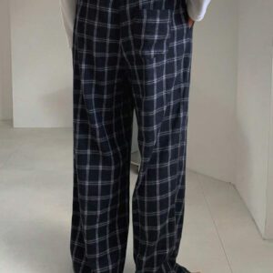 DAZY Pantalon droit décontracté à carreaux pour hommes, adapté pour l'automne